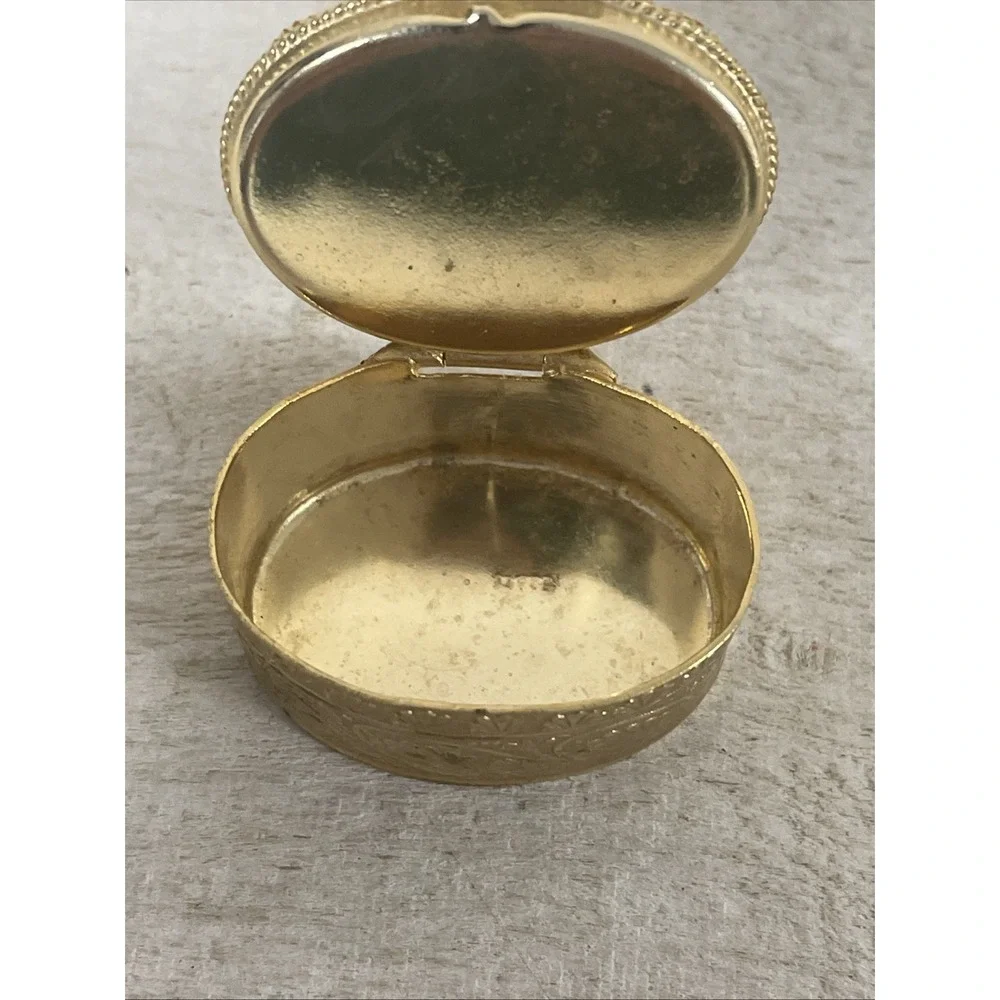 VTG  Italian Micro Mosaic Floral Brass Pill Box - Marked 